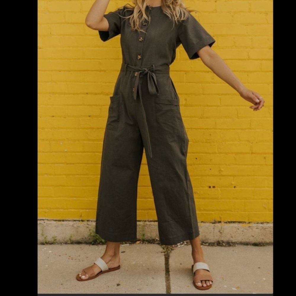 Roolee Hernandez Cropped Button Down Jumpsuit